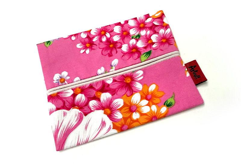 台灣花布 面紙套-粉紅色