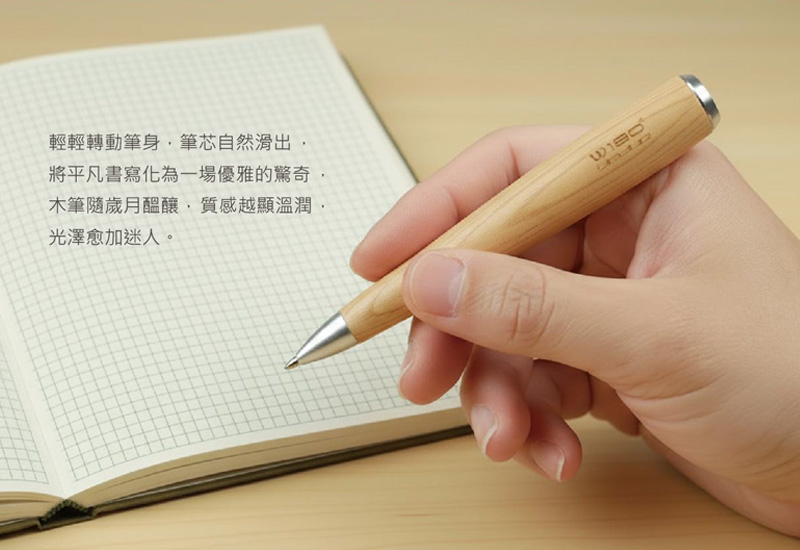 W180度木質倒轉筆