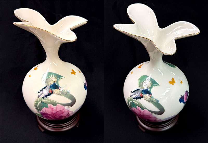 V37-3D立體藍鵲蝶舞天球瓶