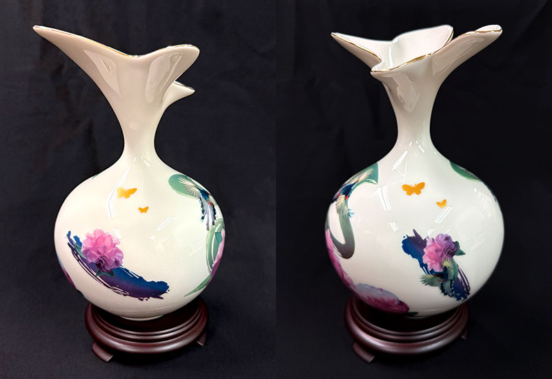 V37-3D立體藍鵲蝶舞天球瓶